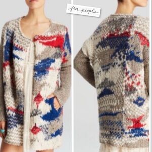 Free People Fireworks Chunky Knit Cardigan Sweater With Lining Multicolor Size S
